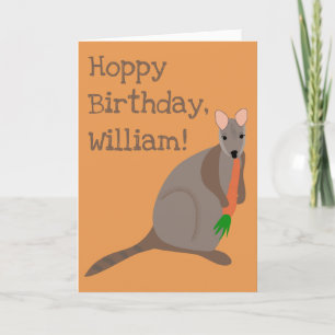 Carte Cute personnalisée Wallaby Manger une carotte Anni