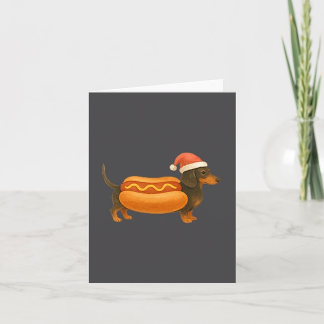 Carte Cute Petite Christmas Funny Hot Dog Dachshund  (Devant)
