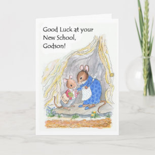 Carte Cute Petite Souris Bonne Chance Nouvelle École God