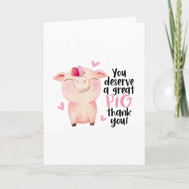 Carte Cute Pig Pun amusant Merci Appréciation (Devant)