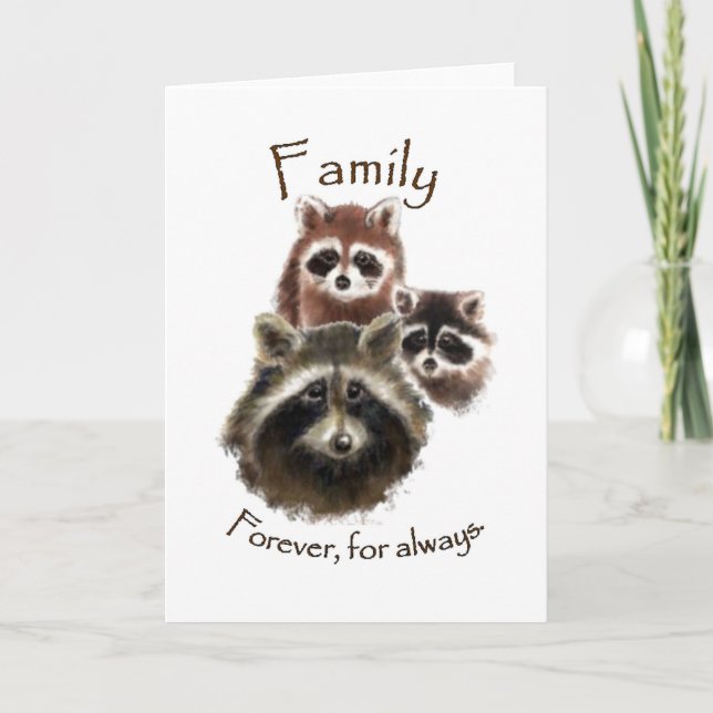 Carte Cute Raccoon Family, Forever et Always, Citation (Devant)