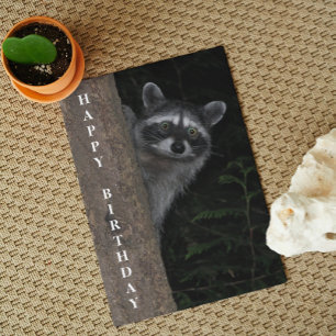 Carte Cute Raccoon Wildlife Photo Birthday