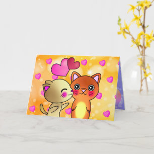 Carte Cute Romance Couple Chats pour Valentines
