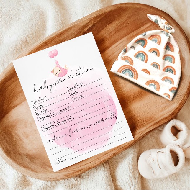 Carte Cute rose aquarelle chaton Baby Prediction Conseil (Créateur téléchargé)