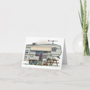 Carte Cute RV Camper 5e roues Vintage Trailer de voyage