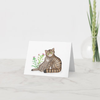 Carte Cute Scottish Wildcat and kitten blank card