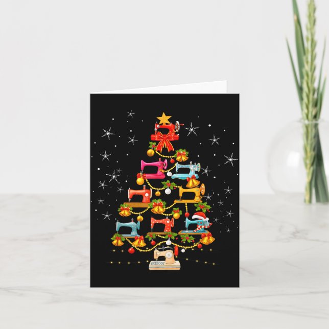 Carte Cute Sewing Machine Christmas Tree Christmas Ornam (Devant)