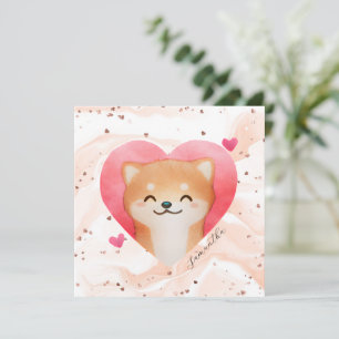 Carte Cute Shiba Inu dans un coeur