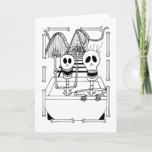 Carte Cute Skeletons sur montagnes russes 