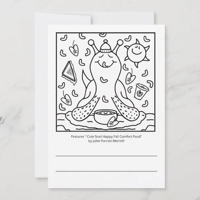 Carte Cute Snail Confort Nourriture Bon Couleur Automne (Dos)