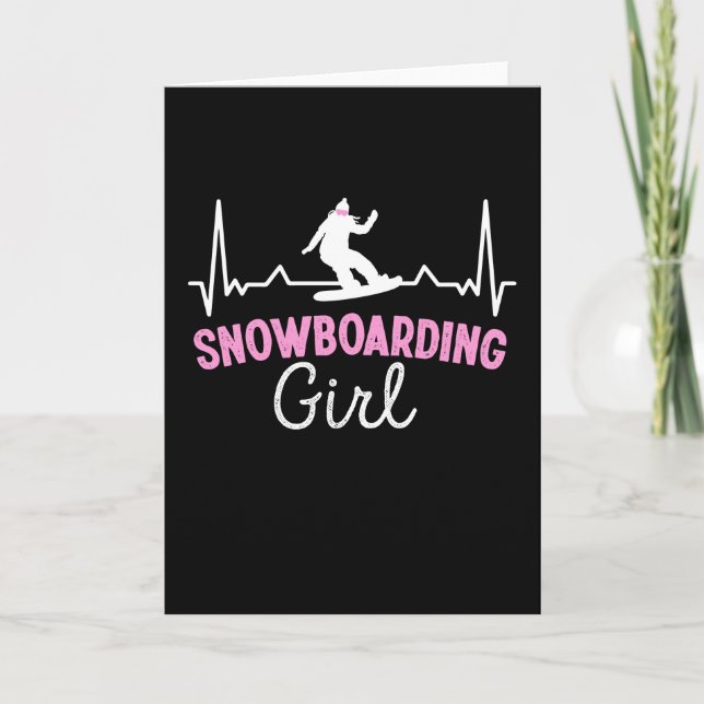 Carte Cute Snowboard Girl heartbeat Cadeau (Devant)