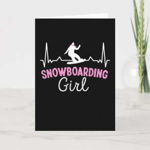 Carte Cute Snowboard Girl heartbeat Cadeau