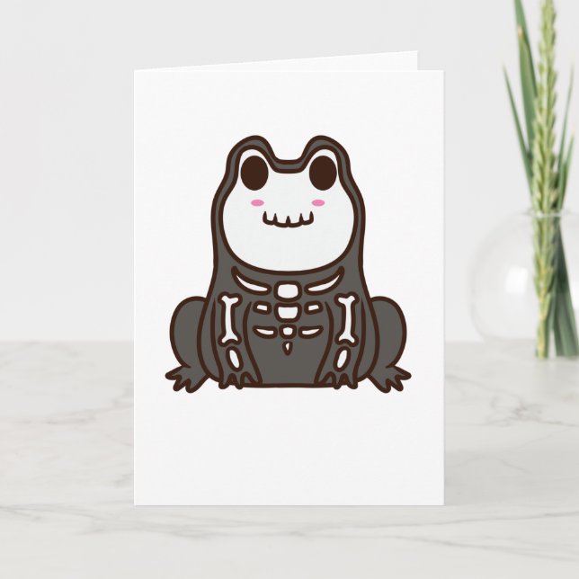 Carte Cute squelette Halloween grenouille (Devant)