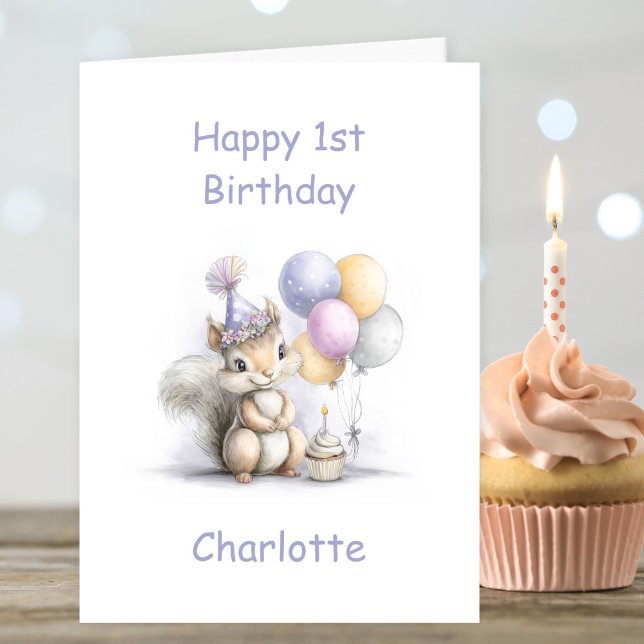 Carte Cute Squirrel 1st Birthday (Créateur téléchargé)