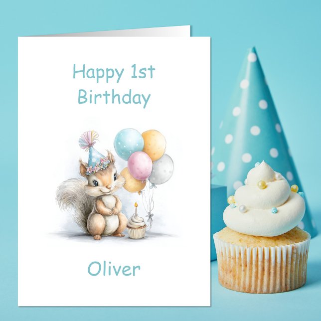 Carte Cute Squirrel 1st Birthday (Créateur téléchargé)