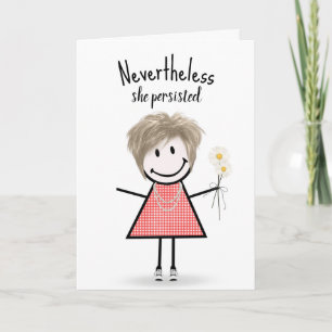 Carte Cute Stick Girl in En vichy robe Inspiration