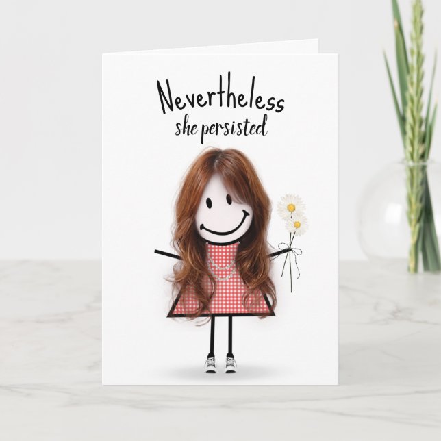 Carte Cute Stick Girl in En vichy robe Inspiration (Devant)