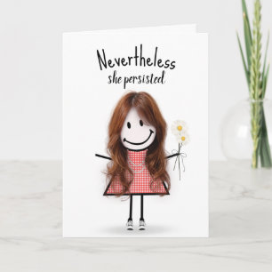Carte Cute Stick Girl in En vichy robe Inspiration