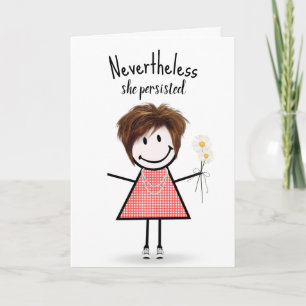 Carte Cute Stick Girl in En vichy robe Inspiration