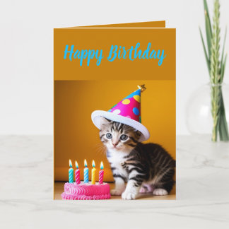 Carte Cute Striped Kitten Anniversaire