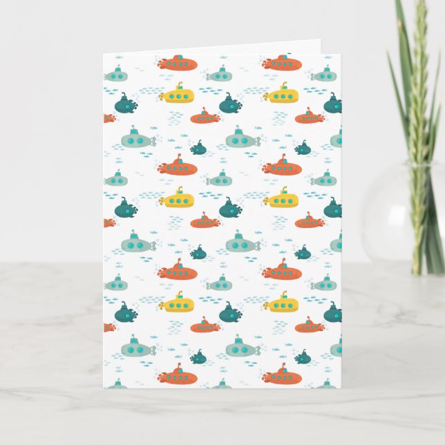 Carte Cute Submarine Nautical Deep Sea Fish Pattern (Devant)