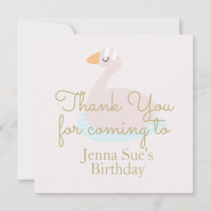 Carte Cute Swan Rose Bow Girls Anniversaire Merci de fêt