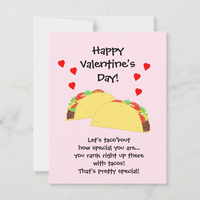 Carte Cute Taco Flat Valentine's Card (Devant)