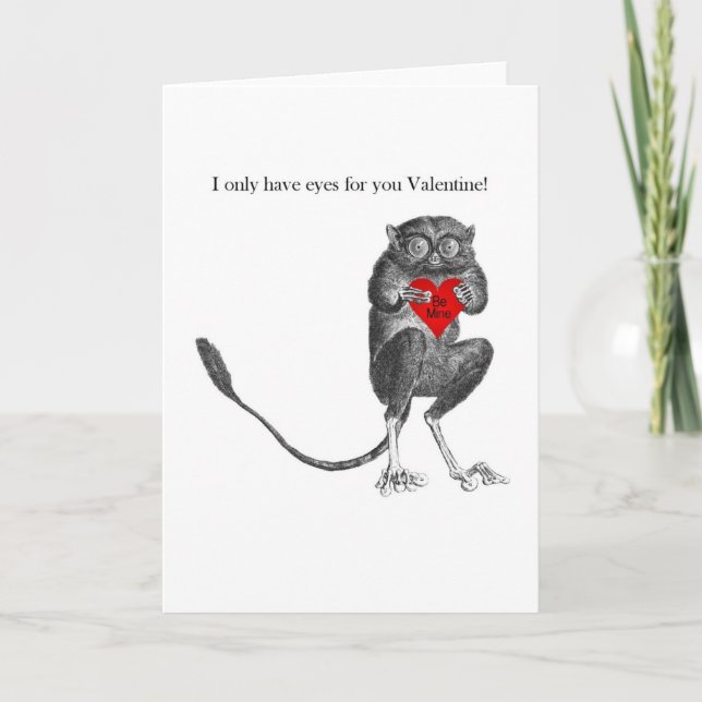 Carte Cute Tarsier Bush Baby Valentine (Devant)