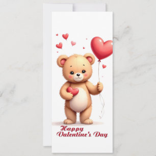 Carte Cute Teddy Bear avec Cœur – Joyuse Saint-Valentin