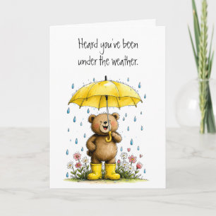 Carte Cute Teddy Bear Galoches Jaunes Remets-Toi Vite