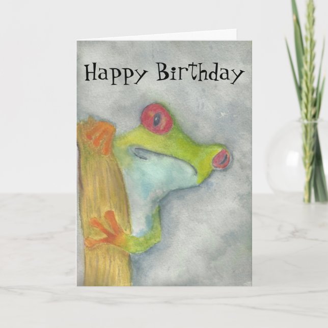 Carte Cute Tree Frog heureux Anniversaire (Devant)