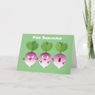Carte Cute turnip légumes trio chanter dessin animé