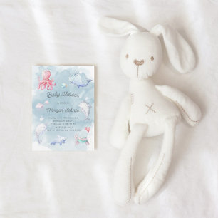 Carte Cute Under the Sea Watercolor Baby shower Invitati