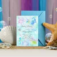 Cute Under the Sea Watercolor Baby shower Invitati