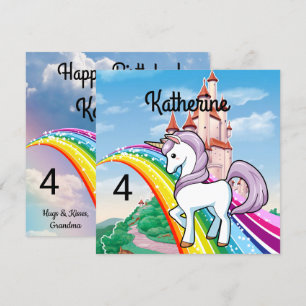 Carte Cute UNICORN Anniversaire Personnaliser le nom de 
