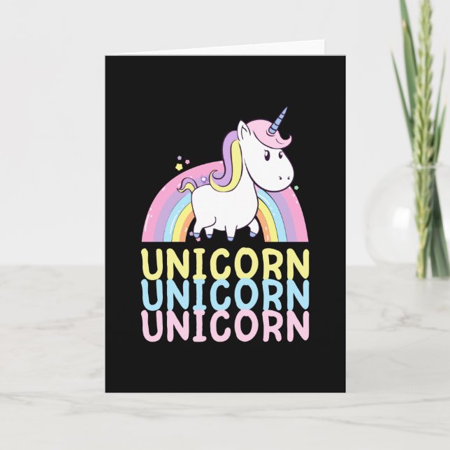 Carte Cute Unicorn Avec Arc En Ciel Enfants Cadeau (Devant)