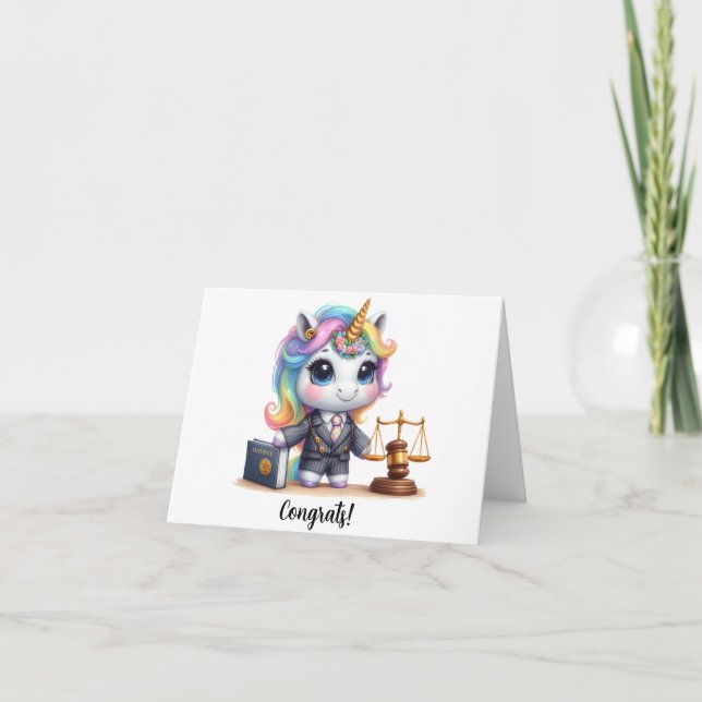 Carte Cute Unicorn Avocat Faculté de Droit (Devant)
