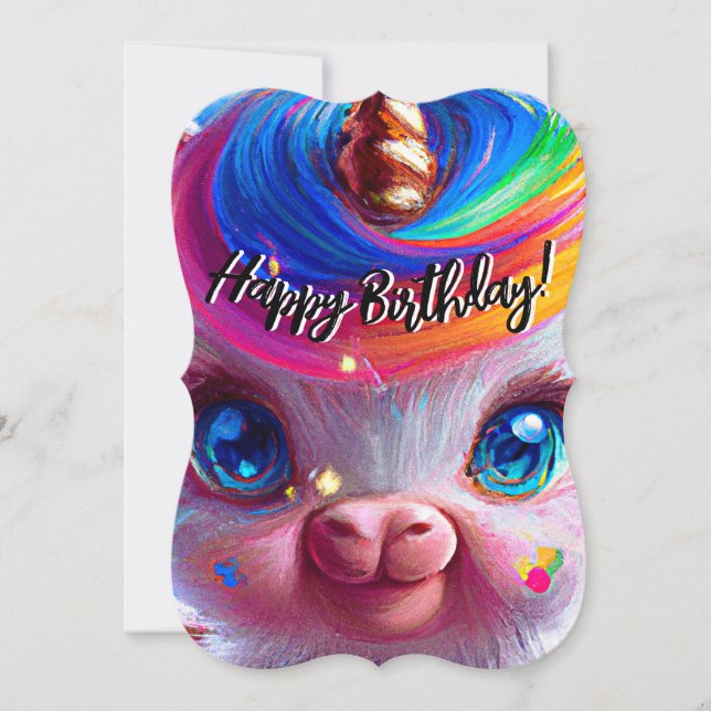 Carte Cute Unicorn Piggy ! Joyeux anniversaire (Devant)