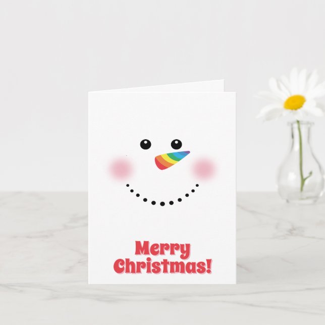 Carte Cute Unicorn Rainbow Horn Nez Snowman (Petite plante)