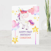 Cute Unicorn Rainbow Premier Joyeux Anniversaire