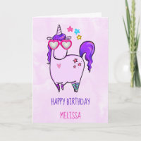 Cute Unicorne dans les lunettes en forme de coeur 