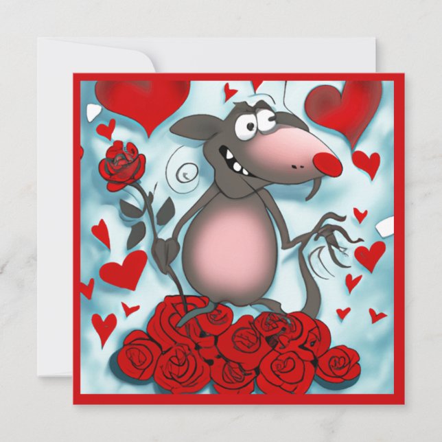 Carte Cute Valentine Love Rat (Devant)