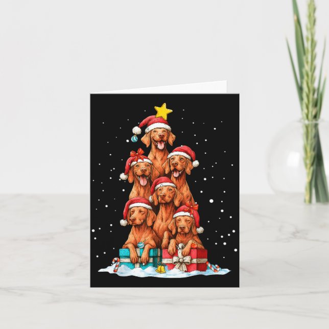 Carte Cute Vizsla Viszla Dog Christmas Tree Xmas Hat  (Devant)