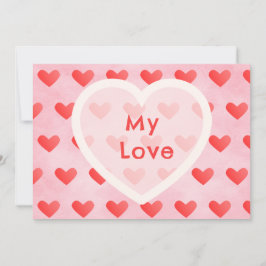 Carte Cute Watercolor Heart Valentine Card