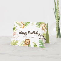 Cute Watercolor Safari amis Anniversaire tropical
