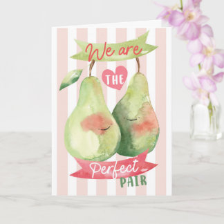 Carte Cute Watercolour Pair Pear Valentine Anniversary