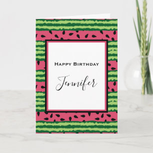 Carte Cute Watermelon Motif rose et vert Anniversaire