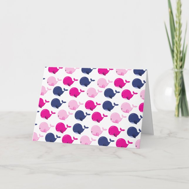 Carte Cute Whales, Pattern of Whales, Sea Animals (Devant)