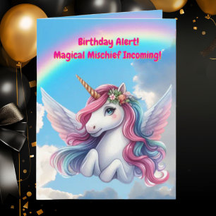 Carte Cute Whimsical Floral Unicorn Anniversaire de enfa