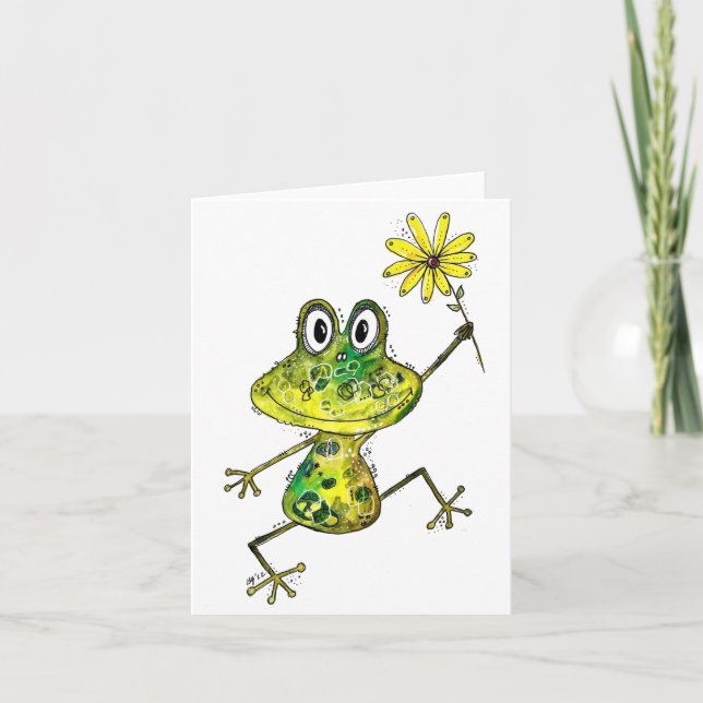 Carte Cute Whimsical Happy Frog (Devant)